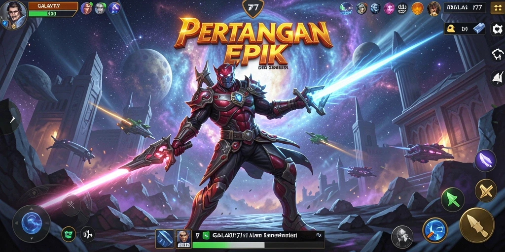 Tampilan permainan GALAXY77 dengan aksi pertarungan yang mendebarkan.