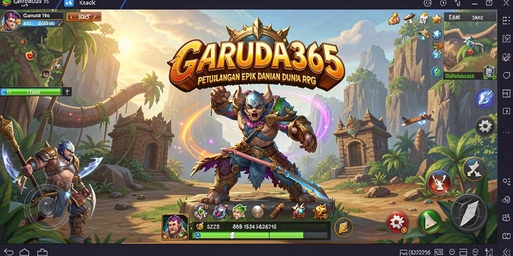 Screenshot GARUDA365 menampilkan aksi pertarungan seru dalam dunia RPG.