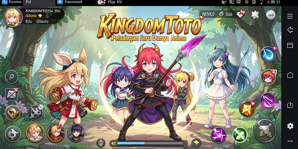 Tampilan gameplay KINGDOMTOTO yang penuh aksi dan karakter anime.