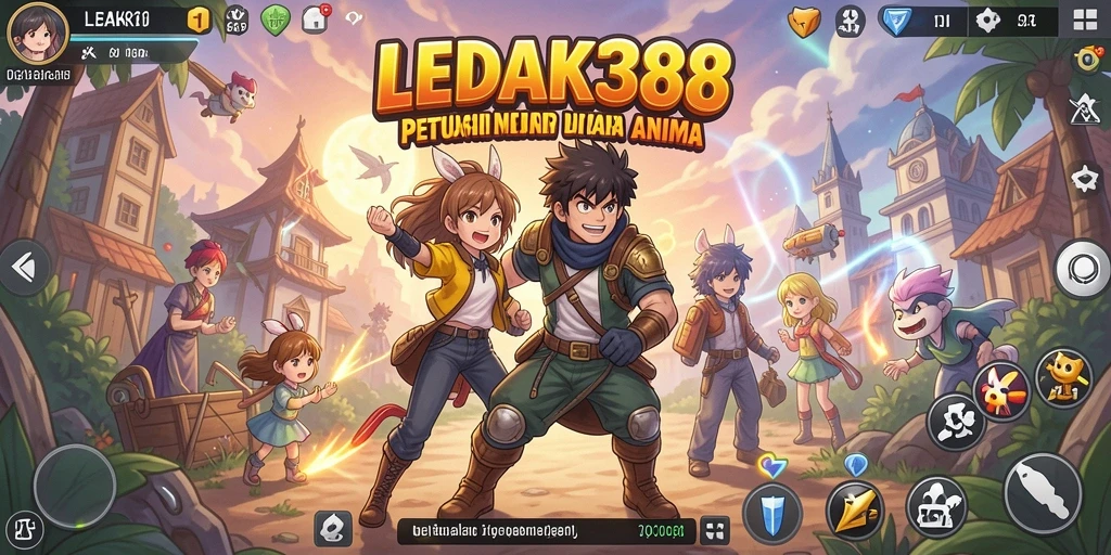 Screenshot gameplay LEDAK388 menampilkan pertempuran karakter anime yang dinamis.