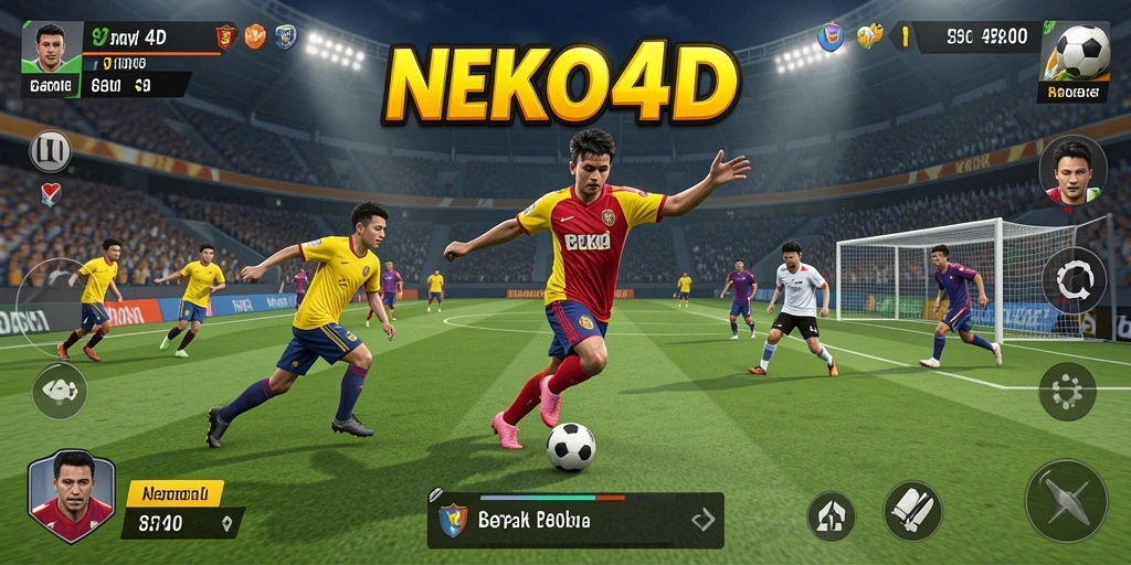 Tangkapan layar NEKO4D menampilkan aksi sepak bola yang mendebarkan dan gameplay yang realistis.