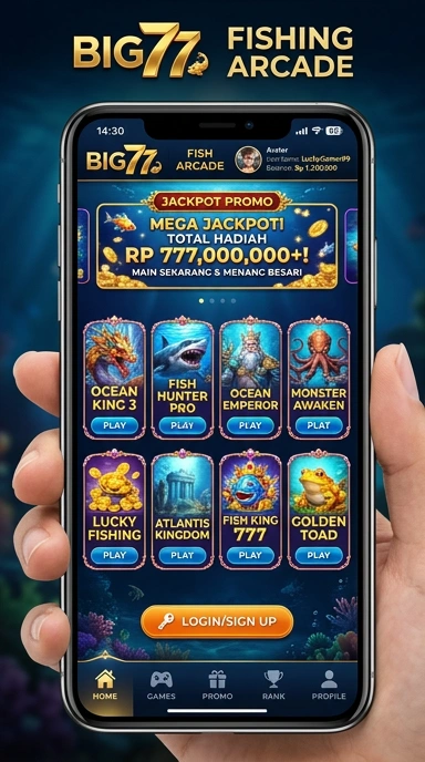 Tampilan utama aplikasi big77 yang menarik.